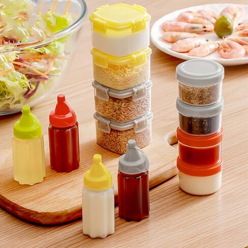 4 Pieces Mini Ketchup Bottles for Bento Box Accessories,25ml Mini Condiment Squeeze Bottles Portable Honey Sauce Salad Dressing Dispensers Jars Containers for Kids Adults Lunch Box (quadrate) in Saudi Arabia