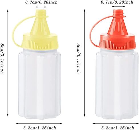 4 Pieces Mini Ketchup Bottles for Bento Box Accessories,25ml Mini Condiment Squeeze Bottles Portable Honey Sauce Salad Dressing Dispensers Jars Containers for Kids Adults Lunch Box (quadrate) in Saudi Arabia