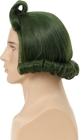 Men’s Bald Cosplay Wig Light Green Fluffy Short Curly Green Wig for Halloween Synthetic Anime Party Costume Scientist Wig in Saudi Arabia