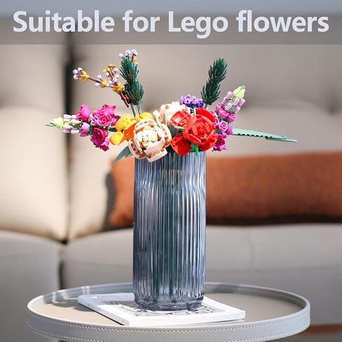 Flower Vase 7.6 Inch Green Thickened Glass Vase for Lego Flowers,Bookshelf,Dinner Table,Office Desktop,Meeting Room,Bathroom,Countertop,Home Christmas Day Decoration in Saudi Arabia