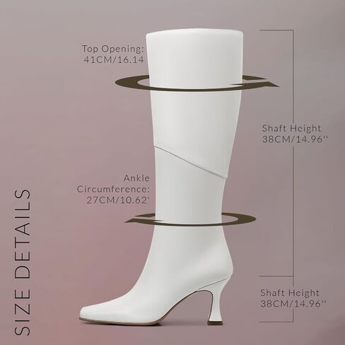 CYNLLIO Knee High Boots Women Square Toe Kitten High Heel Tall Boots Fashion Side Zipper Stiletto Heel Long Boots in Saudi Arabia