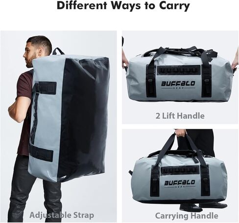 حقيبة كبيرة من القماش الخشن مقاومة للماء، حقائب دفل شديدة التحمل سعة 150 لتر للسفر، حقيبة كبيرة جافة وحقيبة قارب مقاومة للماء وحقيبة ظهر مضادة للماء للدراجات النارية والتخييم والتجديف in Kuwait