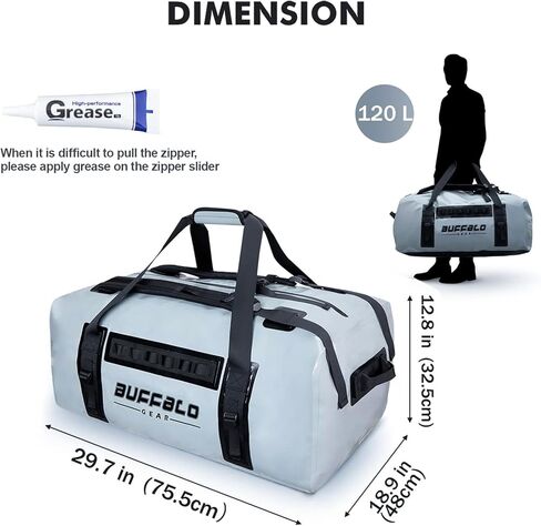 حقيبة كبيرة من القماش الخشن مقاومة للماء، حقائب دفل شديدة التحمل سعة 150 لتر للسفر، حقيبة كبيرة جافة وحقيبة قارب مقاومة للماء وحقيبة ظهر مضادة للماء للدراجات النارية والتخييم والتجديف in Kuwait