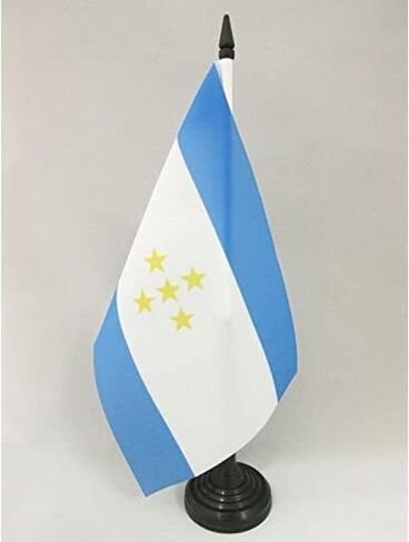 علم طاولة سانت مارتن من AZ FLAG مقاس 10.16 سم × 15.24 سم - سانت مارتينر - علم مكتب سانت مارتن 15 × 10 سم - عصا وقاعدة بلاستيكية سوداء in Kuwait