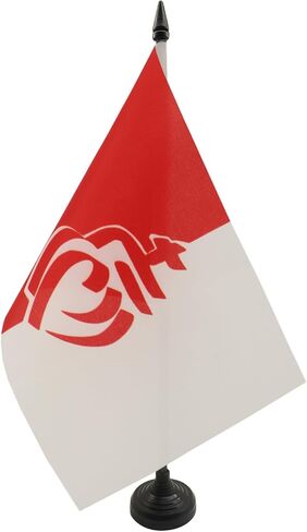 علم طاولة سانت مارتن من AZ FLAG مقاس 10.16 سم × 15.24 سم - سانت مارتينر - علم مكتب سانت مارتن 15 × 10 سم - عصا وقاعدة بلاستيكية سوداء in Kuwait