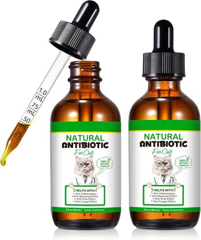 Natural Antibiotics for Cats, Pet Supplements, 2 Fl Oz / 1 Pack Cats Multivitamin, Cat Antibiotic, Supports Cat Allergy Itch Relief, Chicken Flavor in Saudi Arabia