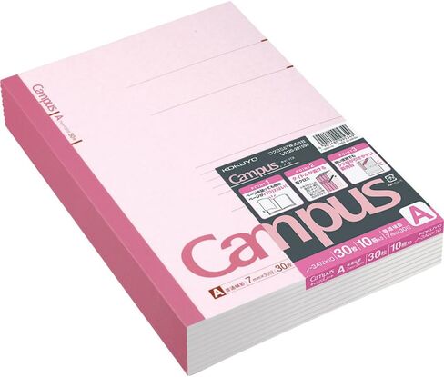 دفتر KOKUYO Campus، مقاس 7 مم، شبه B5، 30 ورقة، 30 سطرًا، وردي، عبوة من 5 قطع، مستورد من اليابان (NO-3ANX5) in Kuwait