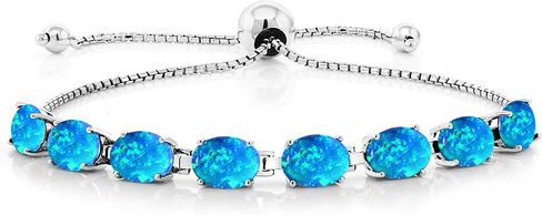 Gem Stone King 6.00 Cttw Blue Tanzanite Tennis Bracelet For Women In 925 Sterling Silver | Gemstone December Birthstone | Oval 7X5MM | Fully Adjustable Up to 9 Inch in Saudi Arabia