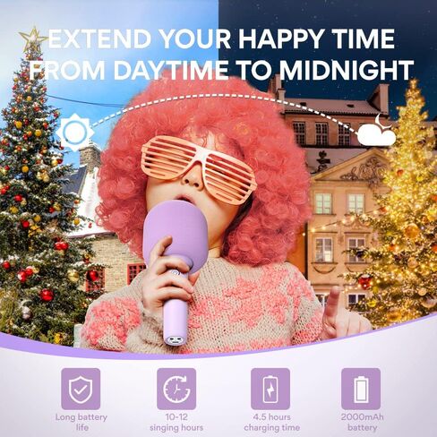 ميكروفون كاريوكي بلوتوث لاسلكي من MAONO، MKP100 3 في 1 محمول باليد للهواتف الذكية وأجهزة الكمبيوتر، هدية للعائلة والأصدقاء (أحمر وردي ذهبي) in Kuwait