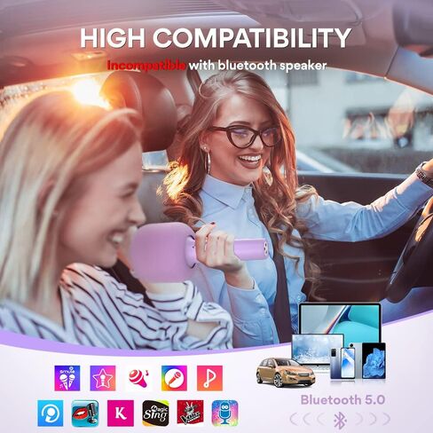 ميكروفون كاريوكي بلوتوث لاسلكي من MAONO، MKP100 3 في 1 محمول باليد للهواتف الذكية وأجهزة الكمبيوتر، هدية للعائلة والأصدقاء (أحمر وردي ذهبي) in Kuwait