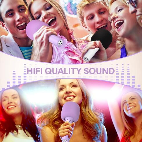 ميكروفون كاريوكي بلوتوث لاسلكي من MAONO، MKP100 3 في 1 محمول باليد للهواتف الذكية وأجهزة الكمبيوتر، هدية للعائلة والأصدقاء (أحمر وردي ذهبي) in Kuwait