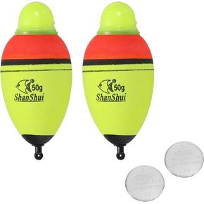 PATIKIL Lighted Fishing Slip Bobbers, EVA Green Red LED Light Up Fishing Float with Battery for Night Fishing