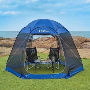 KingCamp Screen House Tent 12x7 FT Mesh Canopy Tent for 4-6 People Family and Outdoor Gatherings Stable Structure, UV Protection, Grey