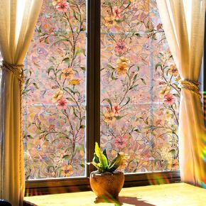 Stained Glass Window Privacy Film Non Adhesive Static Clings,Removable Decorative Window Window Sticke Tinting Film,Sun Blocking and Heat Control for Bathroom Door for Home in Kuwait