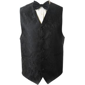 Men's Paisley Formal Waistcoat Tuxedo Dress Vest Bow Tie Set for Suit or Tuxedo
