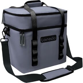 Lunch Soft Cooler 20 Can, Soft carrying handle Insulated Bag Portable Ice Chest Box for Lunch, Beach, Drink, Beverage, Travel, Camping, Picnic, Car, Trips, Cooler Leak-Proof (Gray)