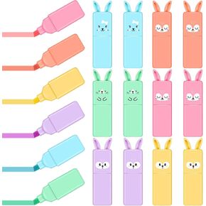 18 Pcs Bear Highlighter Pens Assorted 6 Macaron Colors Chisel Tip Marker Pens Mini Cartoon Aesthetic Highlighters Cute Markers Kawaii Highlighters for Writing Graffiti Drawing Office School Kid