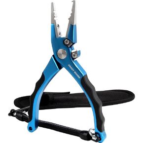 CRAZY SHARK Aluminum Fishing Pliers Hook Remover with Sheath and Lanyard 7in