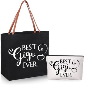 Sieral 2 Pieces Tote Bag and with Zipper Leather Belt Make up Bag Birthday Gifts for Mom Grandma Shopping Beach Travel