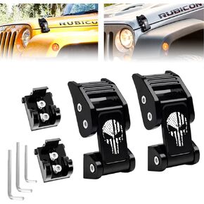 Aluminum Hood Latches Catch Kit Accessories Compatible with Jeep Wrangler JK JKU 2007-2018 & Jeep Wrangler JL JLU 2018-2024 & Jeep Gladiator JT 2020+(Red Punisher Skull)