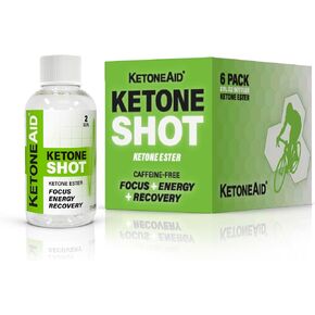KetoneAid Ketone Shot | Ketone Ester Energy | No Sugar, No Caffeine | 2 Serv. Per Bottle (6 Count)