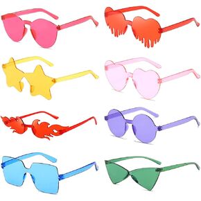 16 Mixed Style Rimless Sunglasses Womens Retro Colored Party Glasses Candy Bachlor Photoshoot Costume Accessories