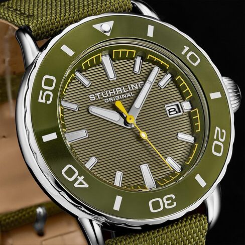 Stuhrling Original Men's Voyager Watch Nylon Strap Water Resistant Quartz 44mm in Saudi Arabia