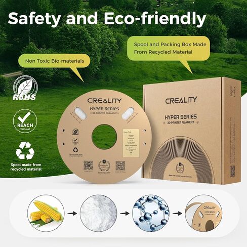 Creality Hyper PLA Filament 1.75mm, 3D Printer Filament, for High-Speed Printing, Neatly Wound Filament, Durable and Strong Toughness Dimensional Accuracy +/-0.02mm, 2.2lbs(1kg)/Spool*4 in Saudi Arabia
