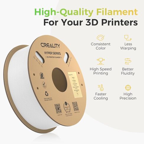 Creality Hyper PLA Filament 1.75mm, 3D Printer Filament, for High-Speed Printing, Neatly Wound Filament, Durable and Strong Toughness Dimensional Accuracy +/-0.02mm, 2.2lbs(1kg)/Spool*4 in Saudi Arabia