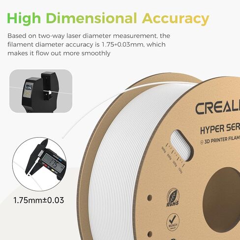 Creality Hyper PLA Filament 1.75mm, 3D Printer Filament, for High-Speed Printing, Neatly Wound Filament, Durable and Strong Toughness Dimensional Accuracy +/-0.02mm, 2.2lbs(1kg)/Spool*4 in Saudi Arabia