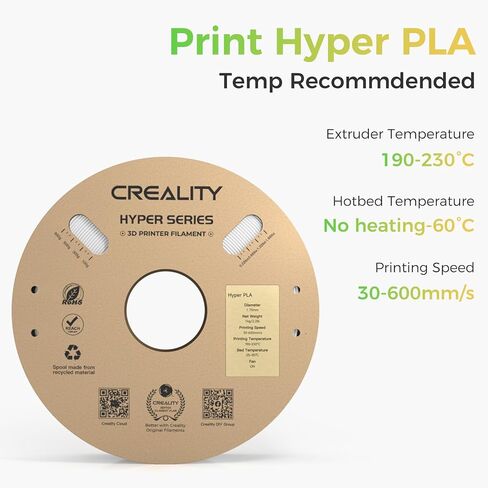 Creality Hyper PLA Filament 1.75mm, 3D Printer Filament, for High-Speed Printing, Neatly Wound Filament, Durable and Strong Toughness Dimensional Accuracy +/-0.02mm, 2.2lbs(1kg)/Spool*4 in Saudi Arabia