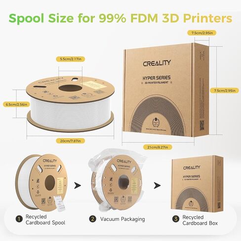 Creality Hyper PLA Filament 1.75mm, 3D Printer Filament, for High-Speed Printing, Neatly Wound Filament, Durable and Strong Toughness Dimensional Accuracy +/-0.02mm, 2.2lbs(1kg)/Spool*4 in Saudi Arabia