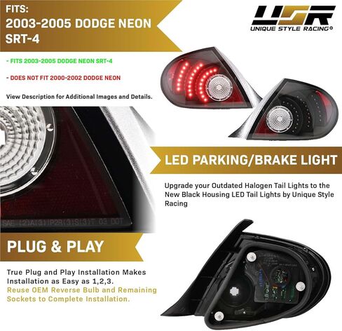 USR 00-05 NEON Side Marker Light – Smoked Front Bumper Sidemarker Lamps (Left + Right) - Compatible with 2000-2005 Dodge Neon, Plymouth, Chrysler All Models/Trims (Crystal SMOKE Lens with Bulbs) in Saudi Arabia