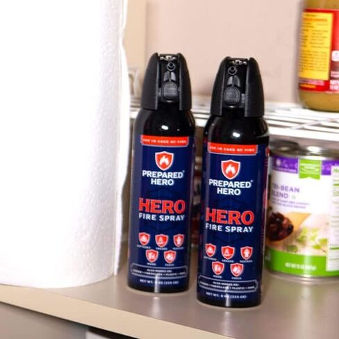 Prepared Hero Fire Spray - Mini Fire Extinguishers for House, Car, Garage - Kitchen Small Fire Extinguisher for Home, Made in USA, 100% Organic - Compact, Portable & Easy to Use, Non-Toxic - 1 Pack in Saudi Arabia