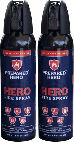 Prepared Hero Fire Spray - Mini Fire Extinguishers for House, Car, Garage - Kitchen Small Fire Extinguisher for Home, Made in USA, 100% Organic - Compact, Portable & Easy to Use, Non-Toxic - 1 Pack in Saudi Arabia