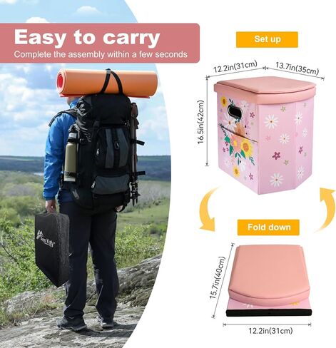 Upgrade XL Portable Toilet for Adults, Extra Large Portable Travel Floding Toilet, Camping Tall Toilets with Lid for Adults and Kids Compact Potty for Car,Hiking,Beach and Camping in Saudi Arabia