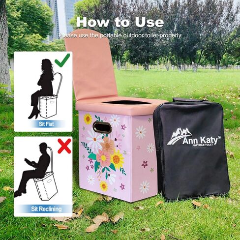 Upgrade XL Portable Toilet for Adults, Extra Large Portable Travel Floding Toilet, Camping Tall Toilets with Lid for Adults and Kids Compact Potty for Car,Hiking,Beach and Camping in Saudi Arabia