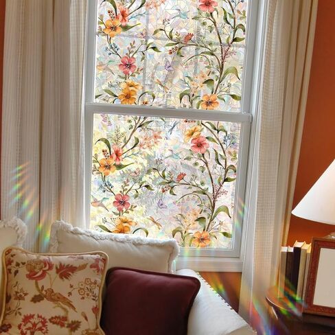 Stained Glass Window Privacy Film Non Adhesive Static Clings,Removable Decorative Window Window Sticke Tinting Film,Sun Blocking and Heat Control for Bathroom Door for Home in Saudi Arabia