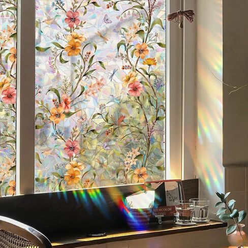 Stained Glass Window Privacy Film Non Adhesive Static Clings,Removable Decorative Window Window Sticke Tinting Film,Sun Blocking and Heat Control for Bathroom Door for Home in Saudi Arabia