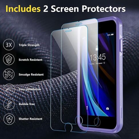 jaroco لهاتف iPhone SE 2022/2020، iPhone 8/7 [مقاوم للصدمات] [مقاوم للغبار] [حماية من السقوط من الدرجة العسكرية] [عبوتان من واقي الشاشة] جراب هاتف عالي التحمل لكامل الجسم 4.7 بوصة - أزرق in Kuwait