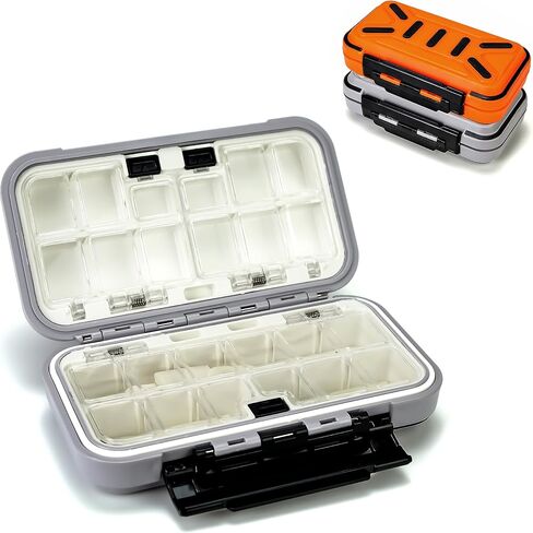 Fishing Tackle Box Bait Storage Case Hard Tackle Case Portable Hooks Lure Baits Storage Swivels Jigs Hooks Sinker for Vest Casting Fly Fishing (Grey Waterproof/1pcs) in Saudi Arabia
