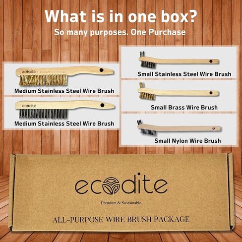 Wire Brush Set for cleaning 3Pcs Stainless Steel, Nylon, Brass; All Purpose Small Comfortable & Curved Beechwood handle for Rust, Metal, Paint, Welding, Automotive, Household Cleaning in Saudi Arabia