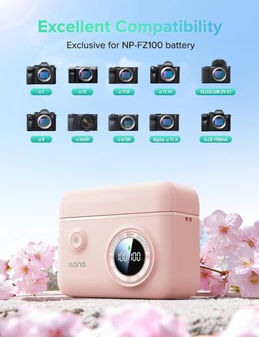 llano NP-FZ100 18W Fast Dual Charger, Compatible with Sony A7III, A7R V, A7R IV, A9, A9 II, A6600, Alpha A7C, A7R III, A7S III, Magnetic Snap Cover, Smart Digital Display, Premium Touch Finish in Kuwait