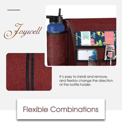 Joywell Armchair Caddy Organizer with Bottle Holder,Remote Contral Holder for Couch Recliner Armrest Organizer Sofa Arm Chair Caddie with 7 Pocket Storage for Magazine, Tablet, Phone, iPad, Grey in Saudi Arabia