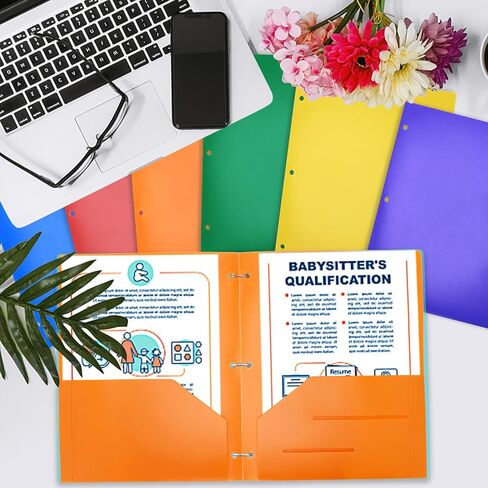 6 Pack Heavy Duty Plastic Folders with 2 Pockets for Students, Teachers, and Office Staff, 6 Assorted Colors in Saudi Arabia
