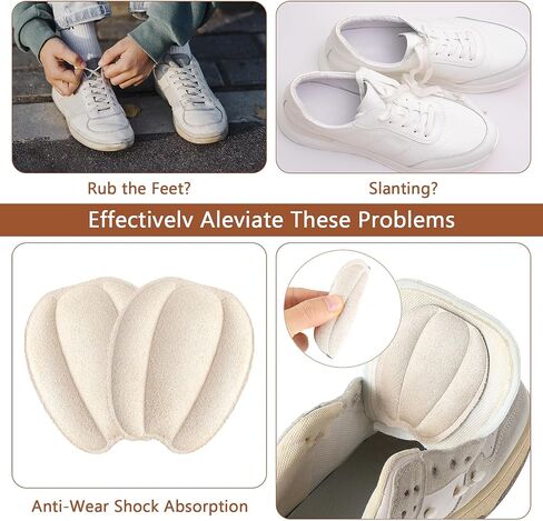 Tongue Pads for Shoes,Non Slip Tongue Cushion Insert for Loose Shoe, Heel Pads Replacement Shoe Filler for Men Women,shoe heel pad(2 Pairs Beige Black) in Saudi Arabia