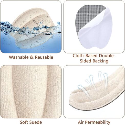 Tongue Pads for Shoes,Non Slip Tongue Cushion Insert for Loose Shoe, Heel Pads Replacement Shoe Filler for Men Women,shoe heel pad(2 Pairs Beige Black) in Saudi Arabia