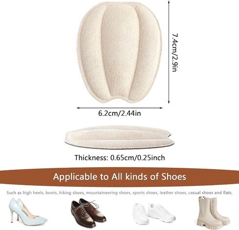Tongue Pads for Shoes,Non Slip Tongue Cushion Insert for Loose Shoe, Heel Pads Replacement Shoe Filler for Men Women,shoe heel pad(2 Pairs Beige Black) in Saudi Arabia