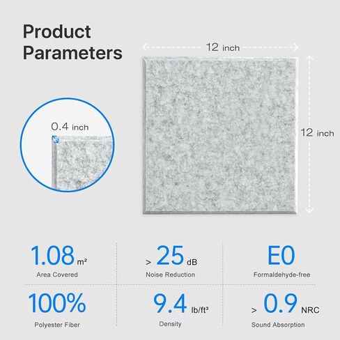 Soundproof Wall Panels, Kuchoow Acoustic Panels Sound Absorbing High Density, 12 Pack Tulips Shape Acoustic Panels Self-Adhesive, Sound Proof Panels for Walls 12" X 12" X 0.4" White in Kuwait