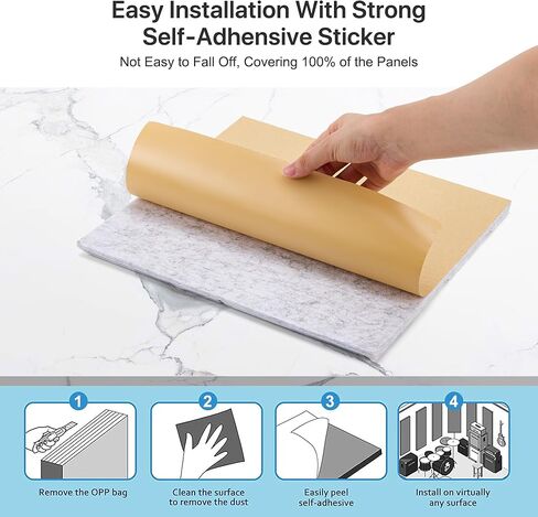 Soundproof Wall Panels, Kuchoow Acoustic Panels Sound Absorbing High Density, 12 Pack Tulips Shape Acoustic Panels Self-Adhesive, Sound Proof Panels for Walls 12" X 12" X 0.4" White in Kuwait